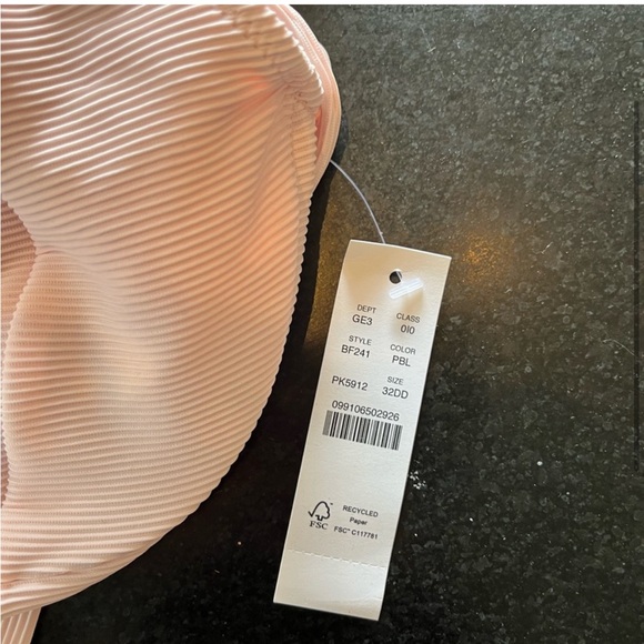 J Crew Ribbed Cross Back Adjustable Cheeky Bikini Set Light Pink - Picture 4 of 4